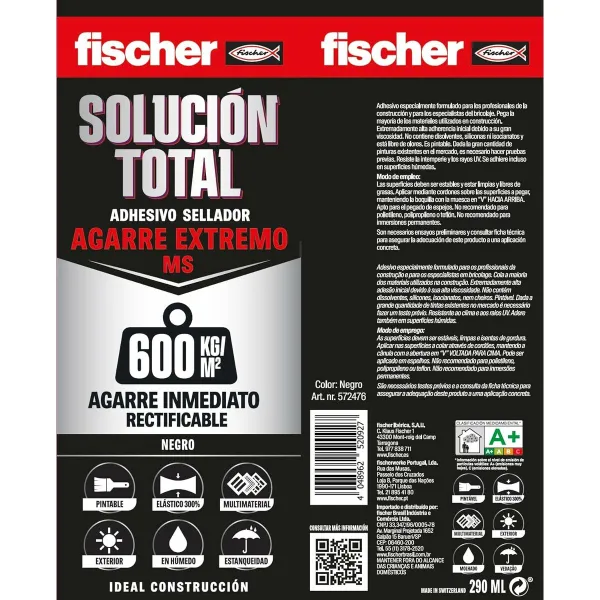 Sandariklis / klijai Fischer Solución Total 572475 Balta 290 ml Ypač stiprus