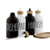 Дозатор мыла Home ESPRIT Белый Чёрный Бамбук Стеклянный 350 ml 15,5 x 8 x 19 cm (2 штук)