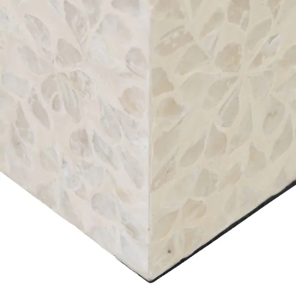 Candleholder Beige Mother of pearl MDF Wood 10,5 x 10,5 x 16 cm