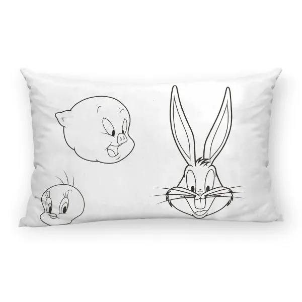 Tyynyliina Looney Tunes Valkoinen Musta Monivärinen 175 Langat 50x80cm 50 x 80 cm 100% puuvillaa