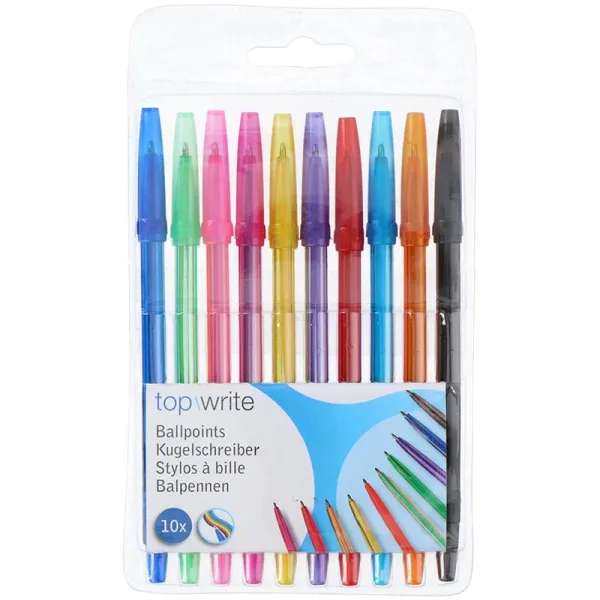 Topwrite - Ballpoint pen set 10 colours 