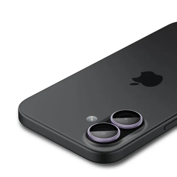 Spigen Optik Pro GLAS.TR EZ Fit Camera Protector 2-Pack - Glass Lens Protector for iPhone 16 / 16 Plus / 17 (2 pcs) (Purple)