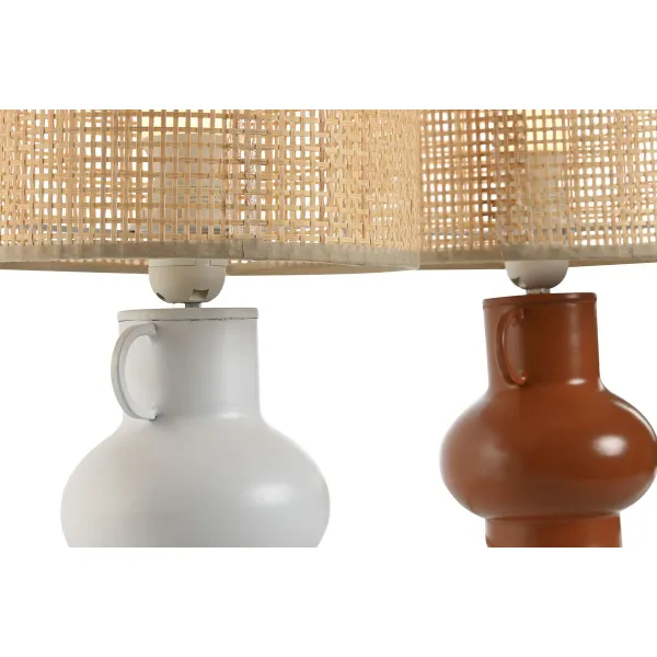 Stalinė lempa Home ESPRIT Balta Natūralus Degtas molis Metalinis Bambukas 50 W 220 V 22 x 22 x 33 cm (2 vnt.)