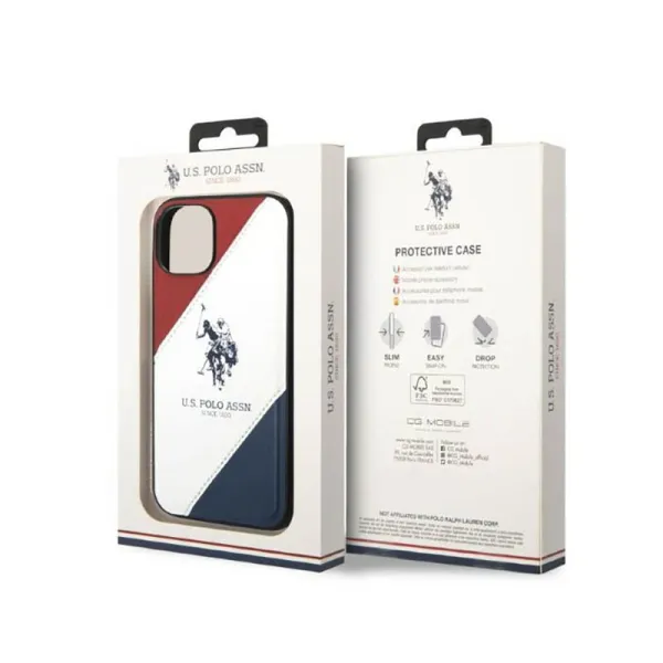US Polo Assn Tricolor Embossed - Case for iPhone 14 (White)