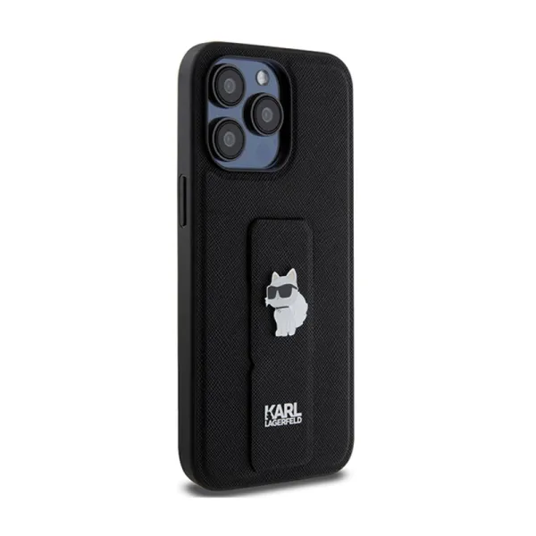 Karl Lagerfeld Gripstand Saffiano Choupette Pins - iPhone 13 Pro Max Case (black)