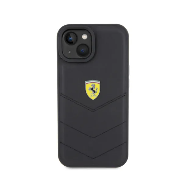 Ferrari Quilted Metal Logo - Case for iPhone 15 Car (Black)