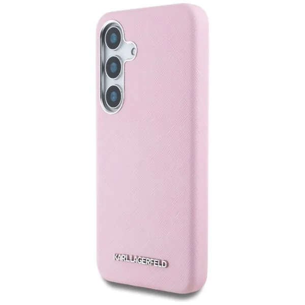 Karl Lagerfeld Saffiano Full Wrapped Elongated Metal Logo MagSafe - Case for Samsung Galaxy S25+ (pink)