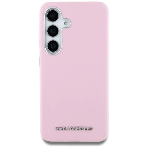 Karl Lagerfeld Saffiano Full Wrapped Elongated Metal Logo MagSafe - Case for Samsung Galaxy S25+ (pink)