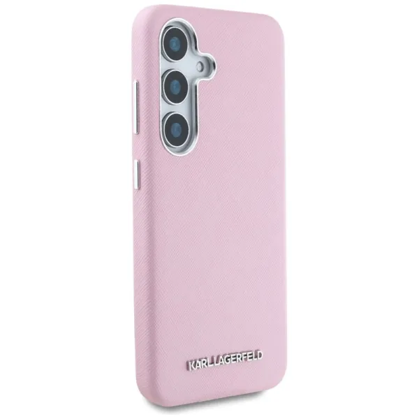 Karl Lagerfeld Saffiano Full Wrapped Elongated Metal Logo MagSafe - Case for Samsung Galaxy S25+ (pink)