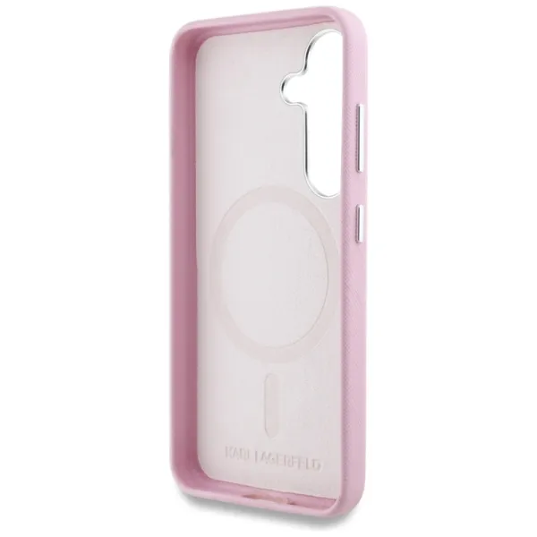 Karl Lagerfeld Saffiano Full Wrapped Elongated Metal Logo MagSafe - Case for Samsung Galaxy S25+ (pink)
