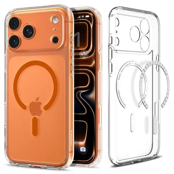 Spigen Ultra Hybrid Mag MagSafe - Case for iPhone 17 Pro (Clear/Orange)