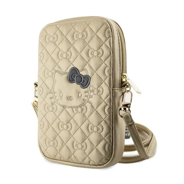 Hello Kitty Quilted Bows Strap - Crossbody bag for phone (gold)