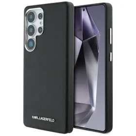 Karl Lagerfeld Saffiano Full Wrapped Elongated Metal Logo MagSafe - Case for Samsung Galaxy S25 Ultra (black)