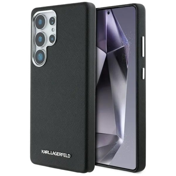 Karl Lagerfeld Saffiano Full Wrapped Elongated Metal Logo MagSafe - Case for Samsung Galaxy S25 Ultra (black)
