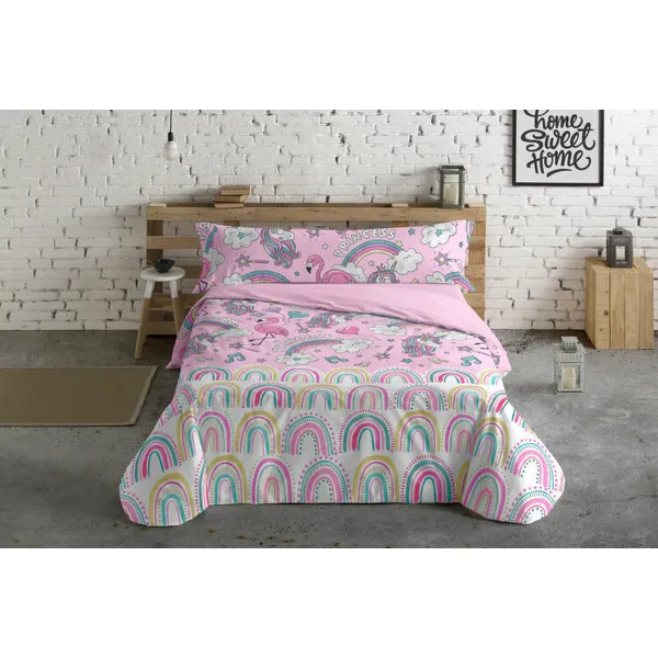 Antklodės užvalkalų rinkinys Pierre Cardin Unicornios Rožinė Lova 105 3 Dalys
