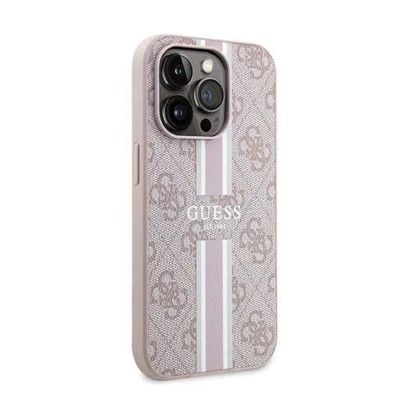 Guess 4G Printed Stripes MagSafe - iPhone 15 Pro Case (pink)