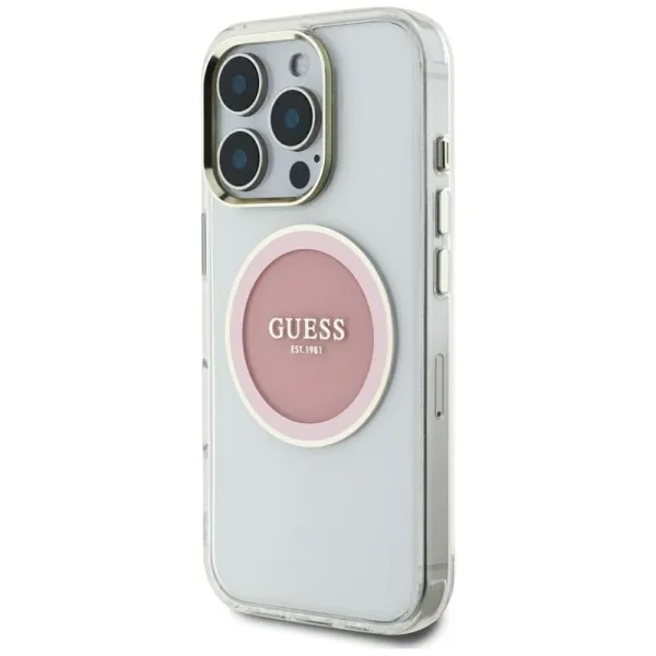 Guess IML Metal Colored Circle Classic Logo MagSafe - Case for iPhone 16 Pro Max (pink)