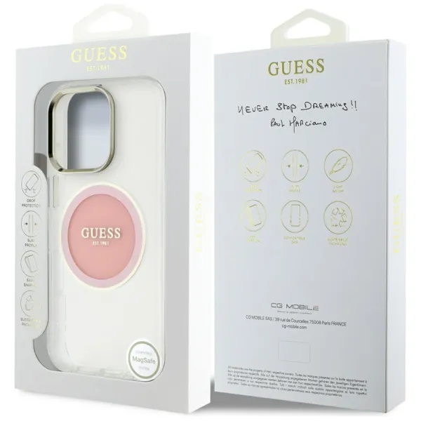 Guess IML Metal Colored Circle Classic Logo MagSafe - Case for iPhone 16 Pro Max (pink)