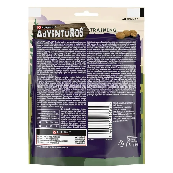 Suņu uzkodas Purina Adventuros Adiestramiento venado Mežacūka 115 g