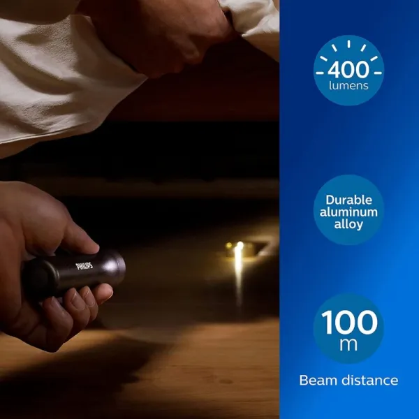 Philips - Aluminum LED flashlight 400 lumens waterproof IPX4