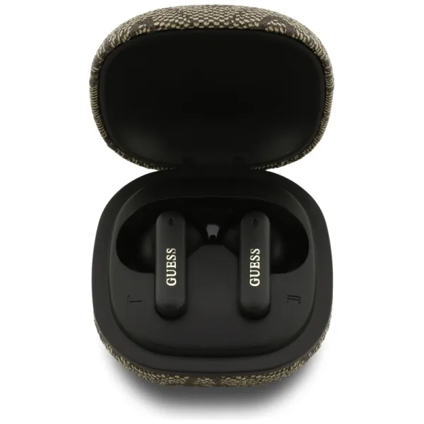 Guess 4G Classic Metal Logo - Bluetooth TWS ENC sluchátka + nabíjecí pouzdro (Hnìdá)