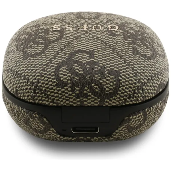 Guess 4G Classic Metal Logo - Bluetooth TWS ENC sluchátka + nabíjecí pouzdro (Hnìdá)