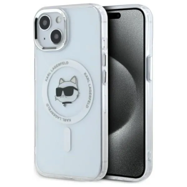 Karl Lagerfeld IML Metal Choupette Head MagSafe - Case for iPhone 15 (White)