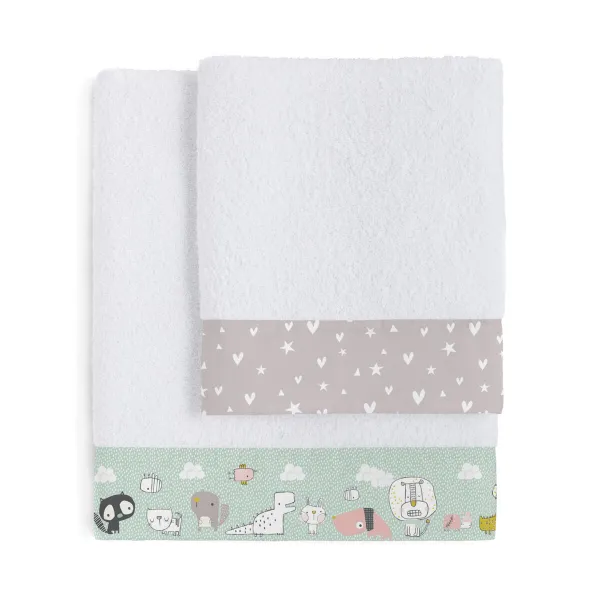 Towel set HappyFriday Best buddies Multicolour 2 Pieces