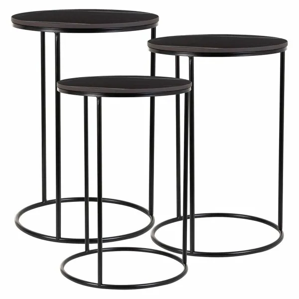 2 tabulu komplekts Alexandra House Living Melns Dzelzs Koks MDF 39 x 57 x 39 cm