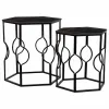 2 tabulu komplekts Alexandra House Living Melns Dzelzs Koks MDF 39 x 57 x 39 cm