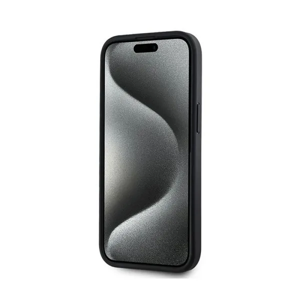 DKNY Leather Checkered Mono Pattern MagSafe - Case for iPhone 15 Plus / 14 Plus (Black)