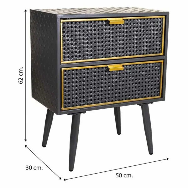 Nightstand Alexandra House Living Brown Black Grey 30 x 62 x 50 cm