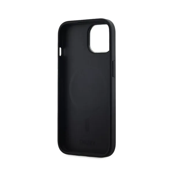 DKNY Leather Checkered Mono Pattern MagSafe - Case for iPhone 15 Plus / 14 Plus (Black)