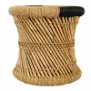 Set of stools Alexandra House Living Black Natural Bamboo Rope 38 x 38 x 38 cm 2 Pieces