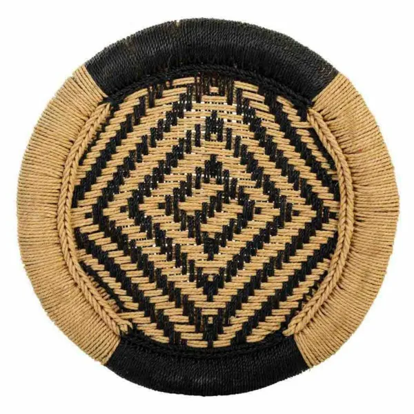 Set of stools Alexandra House Living Black Natural Bamboo Rope 38 x 38 x 38 cm 2 Pieces