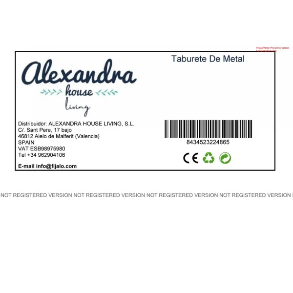 Jakkara Alexandra House Living Metalli Rauta 35 x 46 x 35 cm