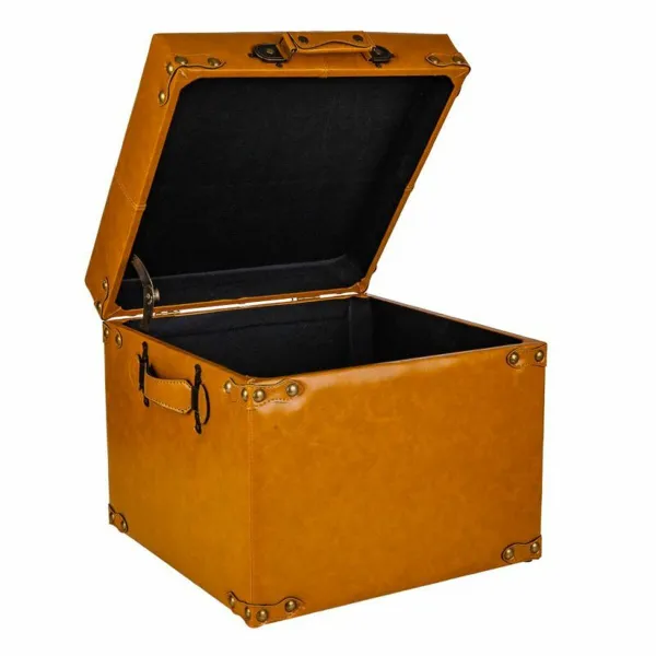 taburete Alexandra House Living Dzeltens Poliuretāns Koks MDF 38 x 35 x 38 cm
