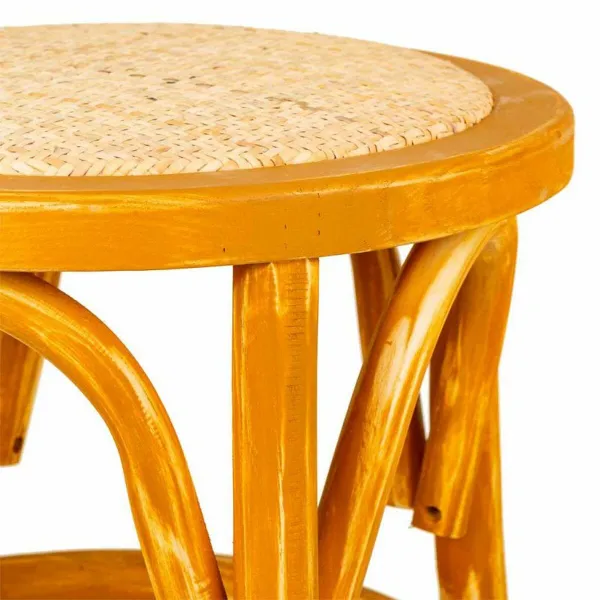 Stool Alexandra House Living Brown Wood Rattan 40 x 45 x 40 cm