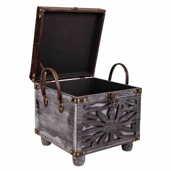taburete Alexandra House Living Brūns Poliuretāns Koks MDF 35 x 40 x 35 cm