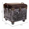taburete Alexandra House Living Brūns Poliuretāns Koks MDF 35 x 40 x 35 cm