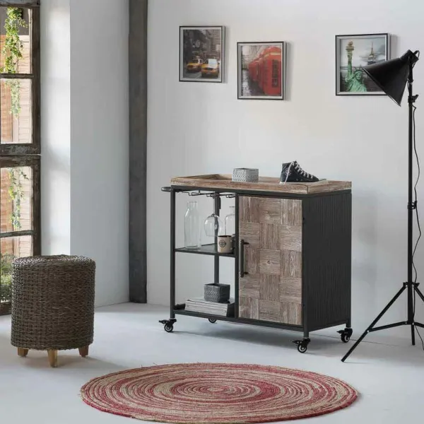 Stool Alexandra House Living Grey Wood synthetic rattan 40 x 48 x 40 cm