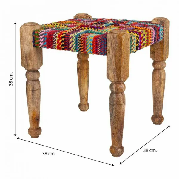 Табурет Alexandra House Living Красный Деревянный нить 38 x 38 x 38 cm