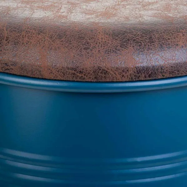 Stool Alexandra House Living Blue Polyurethane Metal Sponge MDF Wood 47 x 27 x 33 cm