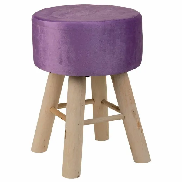 Taburetė Alexandra House Living Purpurinis Aksomas Bambukas Pušis Kempinė Medžio MDF 32 x 44 x 32 cm