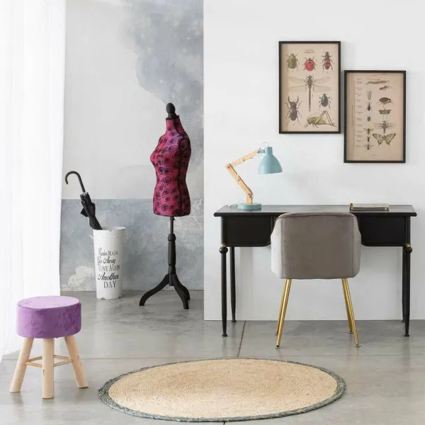 Jakkara Alexandra House Living Purppura Sametti Bambu Mäntypuu Sieni Puu MDF 32 x 44 x 32 cm