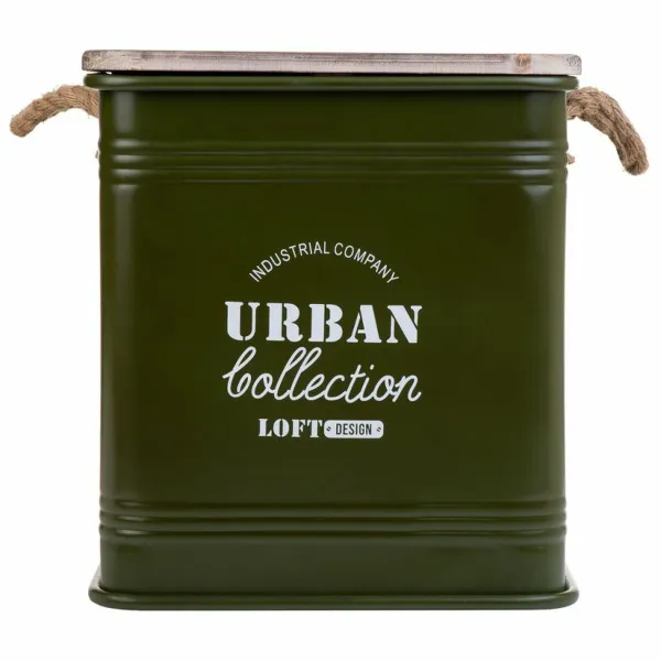 Stool Alexandra House Living Green Metal Rope Fir wood 36 x 36 x 39 cm
