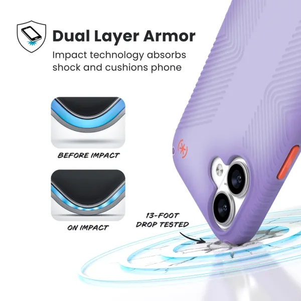 Speck Presidio Lux Grip MagSafe - iPhone 17 Case (Purple Fade/Magic Purple/New Poppy)