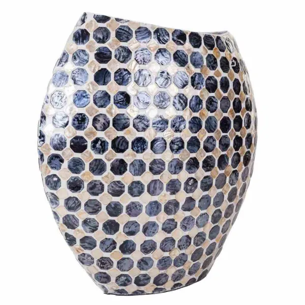 Vaza Alexandra House Living Pilka Kreminė Popierius Perlamutras Kapiz 14 x 35 x 33 cm