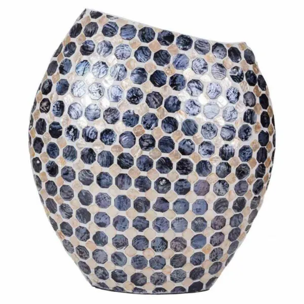 Vaza Alexandra House Living Pilka Kreminė Popierius Perlamutras Kapiz 14 x 35 x 33 cm