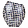 Vase Alexandra House Living Grey Cream Paper Mother of pearl Capiz 14 x 35 x 33 cm